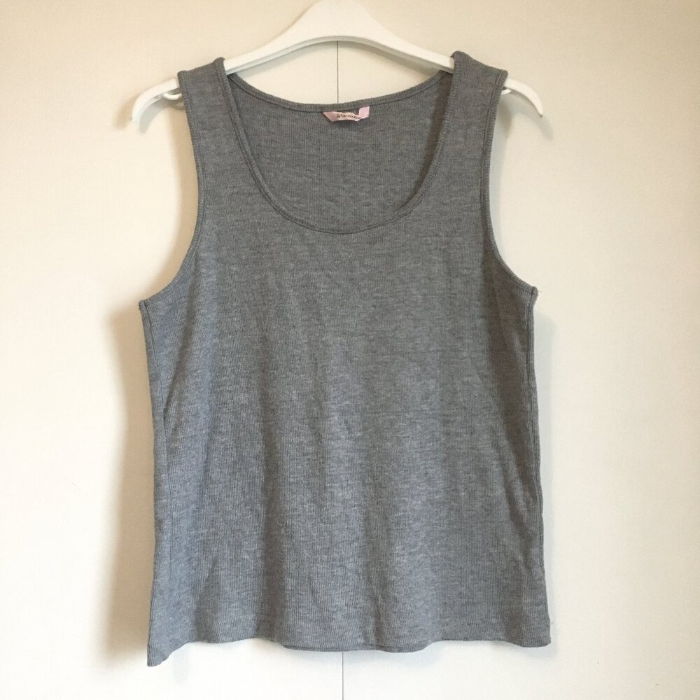 La Vie En Rose Grey Ribbed Knit Tank Top